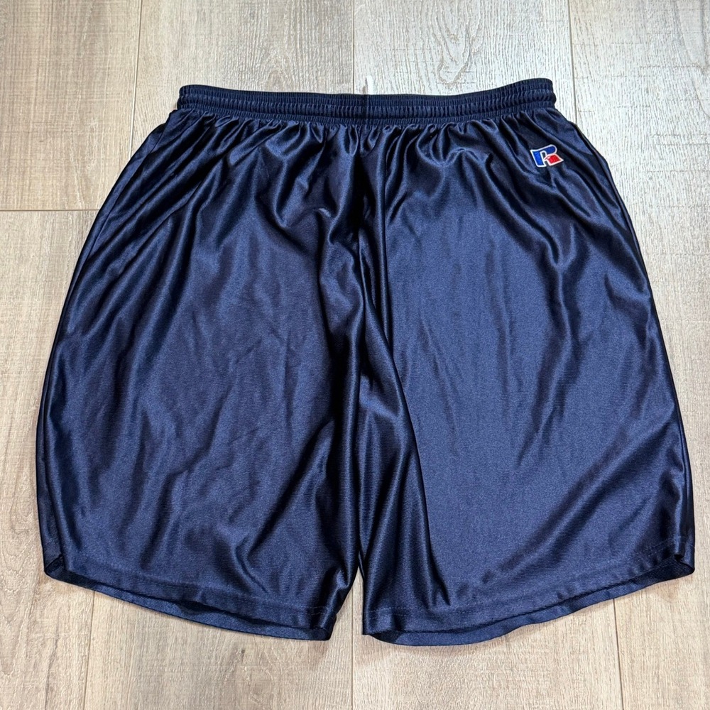 Vintage 90s Russell Athletic Mens XL Navy Blue Mesh Basketball Shorts